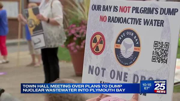 Dozens sound off on discharge of radioactive water from closed Plymouth power plant