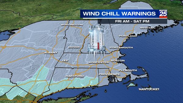 Wind chill warning issued for Massachusetts as dangerously cold air pushes in