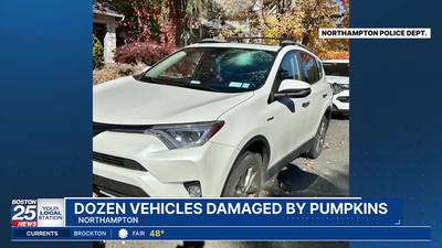 Dozens of vehicles in Mass. town damaged by pumpkins