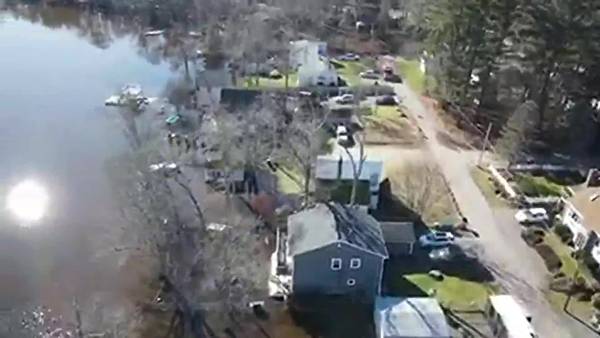 Drone video shows flooded East Bridgewater neighborhoods