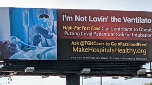‘I’m not lovin’ the ventilator’: Billboard calls to close McDonald’s restaurant inside hospital