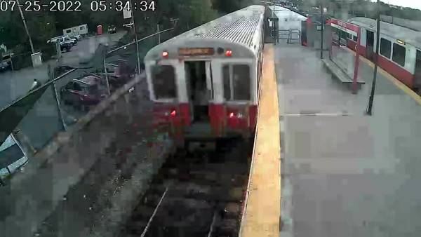 NEW VIDEO: Red Line train in Braintree barrels out of railyard onto tracks, causing commuter delays