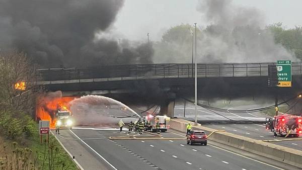 Traffic snarled as workers begin removing I-95 overpass scorched in fuel truck inferno