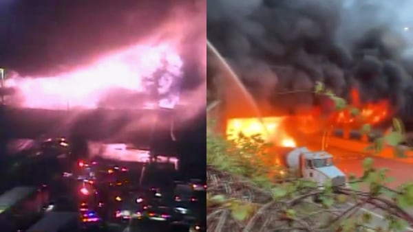 Video shows raging inferno on major New England highway after tanker carrying gas crashes