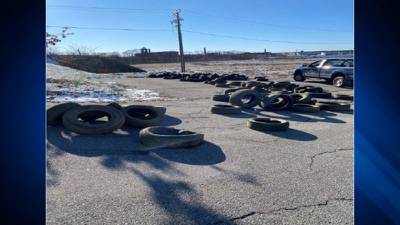 Over 100 car tires dumped in Fall River parking lot; police investigating