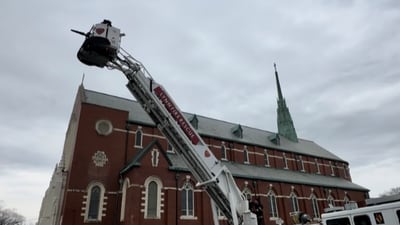 ‘Help this bird’: Firefighters rescue seagull impaled on Lynn church roof on Good Friday