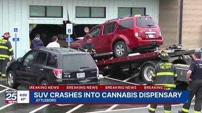 Two people hospitalized after car crashes into Attleboro pot shop