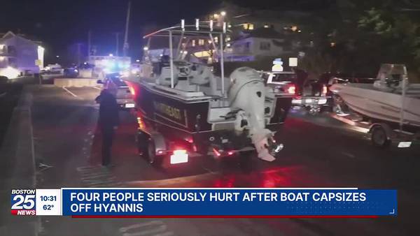 Four people hospitalized, one in critical condition after boat capsized off Cape Cod