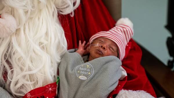 Brigham NICU babies decked out for their first visit from Santa 