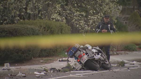 Transit officer injured after car collides with motorcycle in Dedham