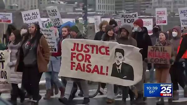 Dozens rally for answers over fatal police killing of UMass Boston student in January  