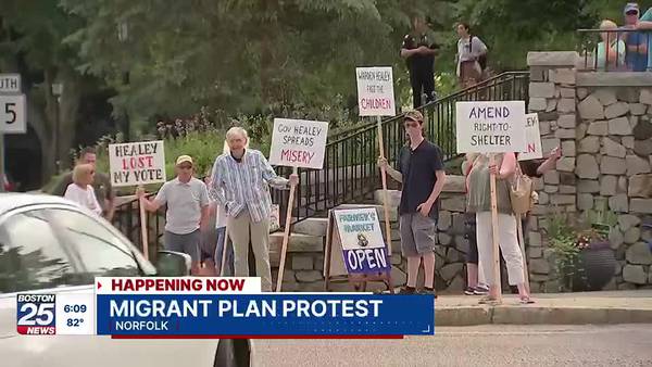 Norfolk residents protest hours after first migrant families arrive
