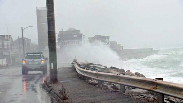 South Shore roads impassable as nor’easter brings fierce waves, flooding during high tide