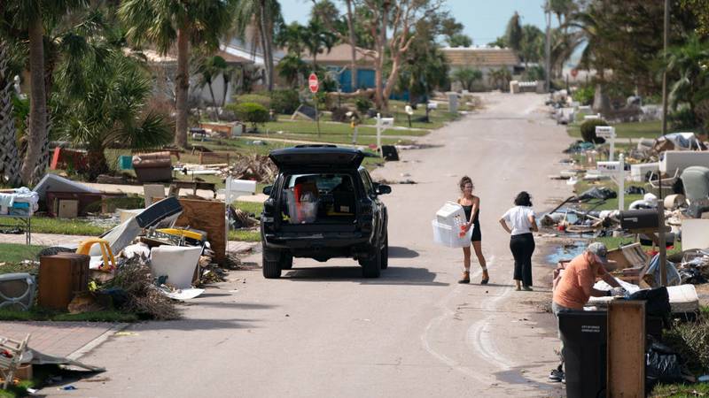 Neighborhood damaged by Hurricane Milton