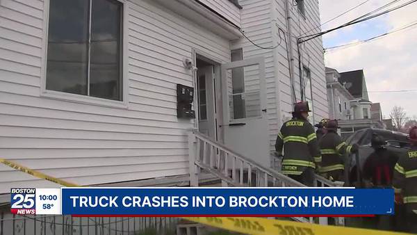 Pickup truck slams into side of Brockton home