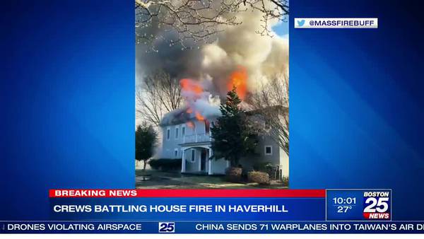 Firefighters pull water from Merrimack River to battle blaze at Haverhill home