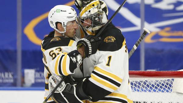 Swayman stops 26 shots in Bruins’ 7-0 rout of Sabres