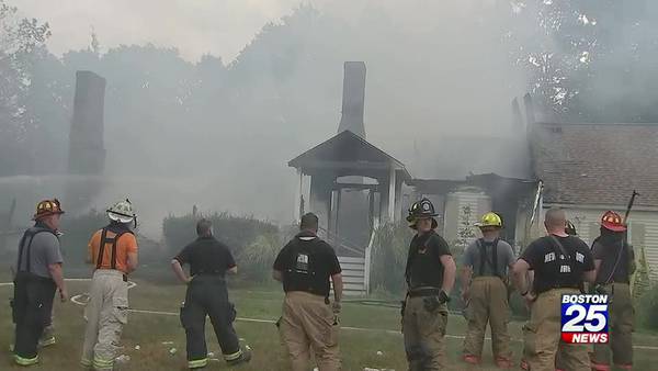 Three firefighters hospitalized battling three-alarm fire in Merrimac