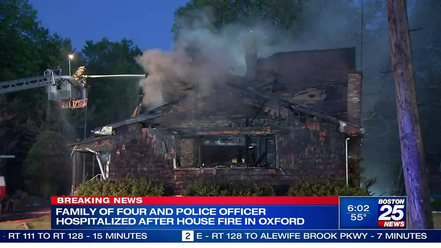 Family of four and Police Officer hospitalized after massive house fire in Oxford