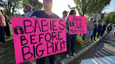 ‘It’s terrifying’: Dozens of protestors rallying to stop a maternity ward from closing in Leominster
