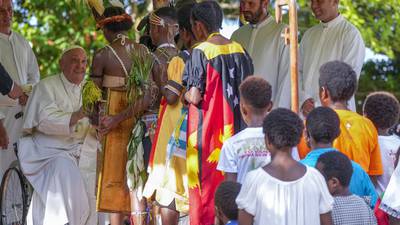 Pope arrives in the remote jungles of Papua New Guinea with a ton of humanitarian aid and toys