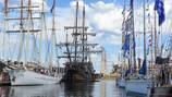 Tall ships returning to Boston Harbor