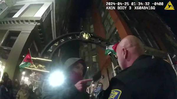 Police body camera video shows Boston Police officers confronting Emerson College protestors