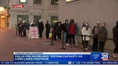 ‘My feet are frozen’: COVID testing lines form in frigid weather early Tuesday