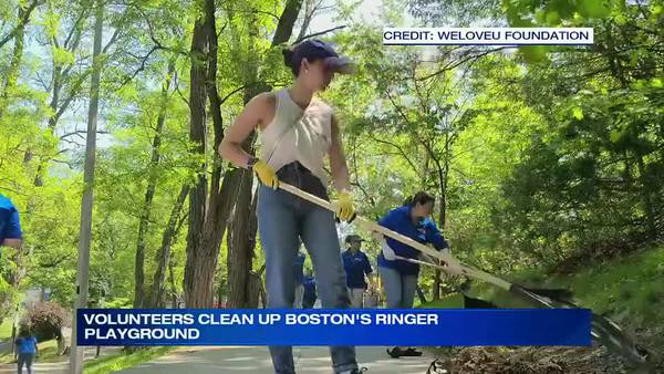 Volunteers clean up Boston’s Ringer Playground in honor of foundation’s Clean Day