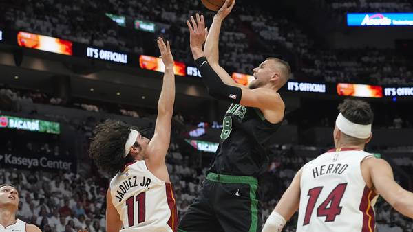 Celtics’ Porzingis leaves playoff game in Miami with right calf tightness
