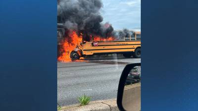 4 students hospitalized after school bus fire on I-93 in Dorchester