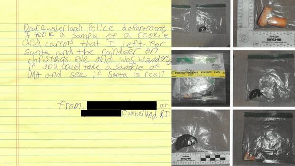 Rhode Island girl asks police to test cookie for DNA to prove Santa exists