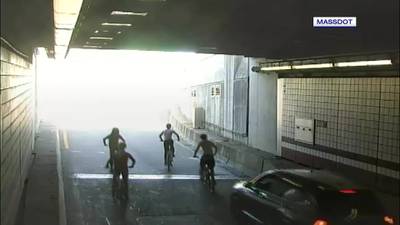 Dangerous stunt: Video shows group of kids riding bicycles through traffic in busy Boston tunnel
