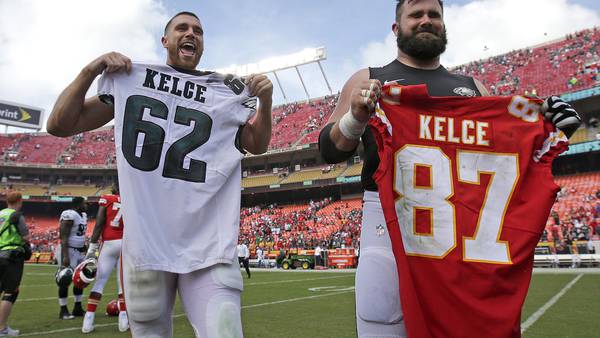 Eagles C Jason Kelce takes friendly jab at Chiefs as he sets to face his brother Travis in the Super Bowl