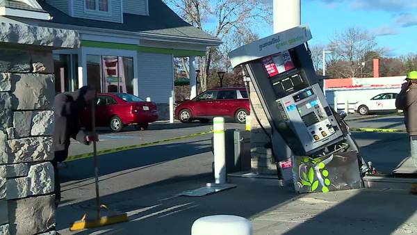 Car crash at Attleboro gas station rips pump from the ground, driver hospitalized 