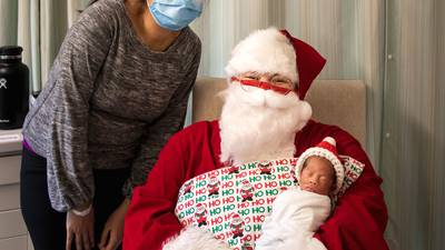 Photos: Santa visits the Brigham and Women’s Hospital NICU