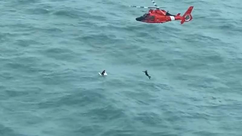 Man rescued floating on a cooler