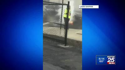 Young students watch as Worcester school bus driver battles raging car fire