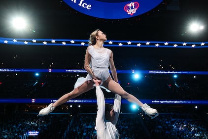 Ice skaters performing