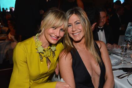 LOS ANGELES, CA - OCTOBER 27: (L-R) Actors Cameron Diaz and Jennifer Aniston attend LACMA 2012 Art + Film Gala Honoring Ed Ruscha and Stanley Kubrick presented by Gucci at LACMA on October 27, 2012 in Los Angeles, California.  (Photo by Frazer Harrison/Getty Images for LACMA)