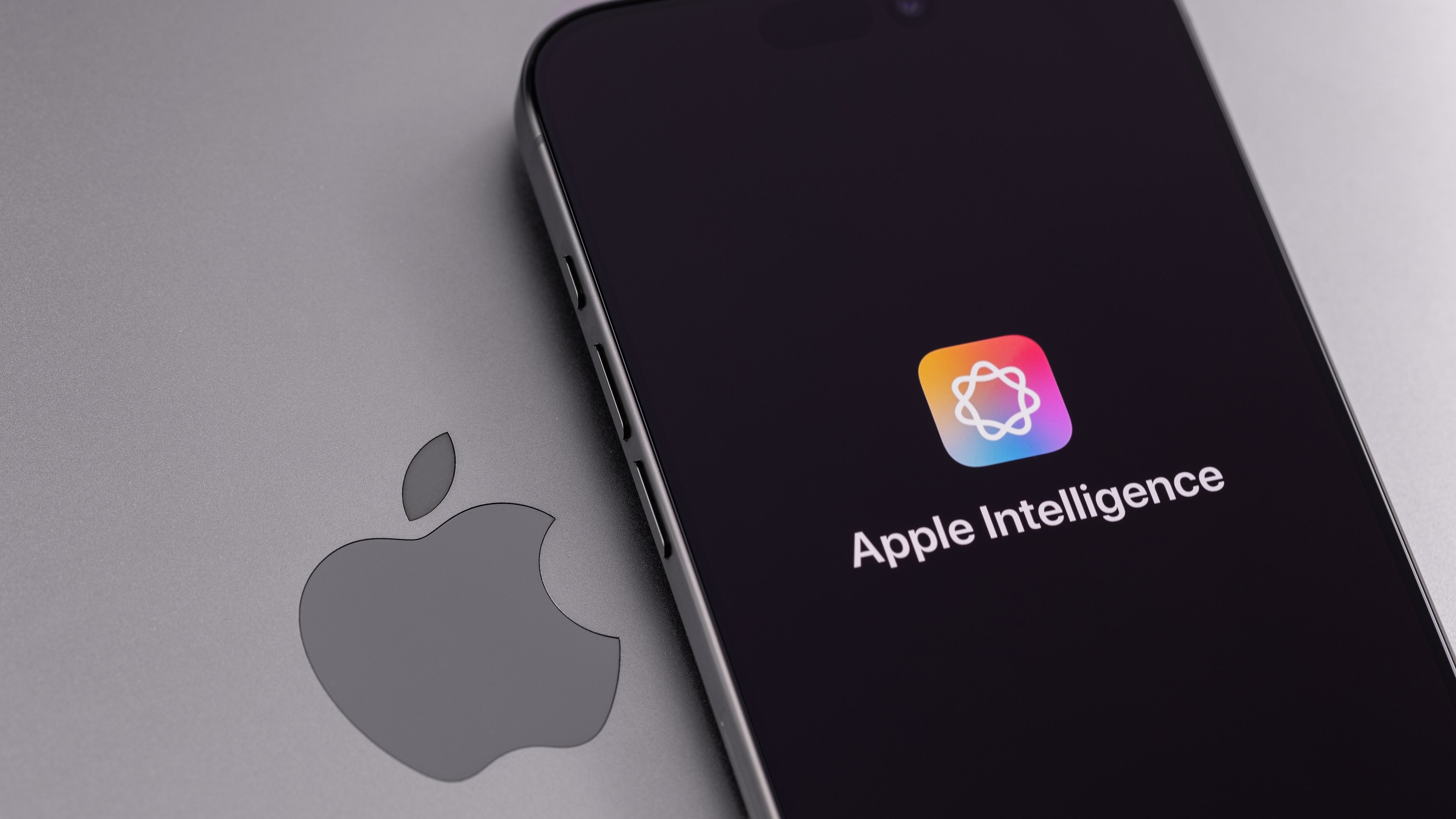 Apple Intelligence on a screen smartphone iPhone closeup. Apple Intelligence is an artificial intelligence platform developed by Apple Inc. Batumi, Georgia - September 30, 2024