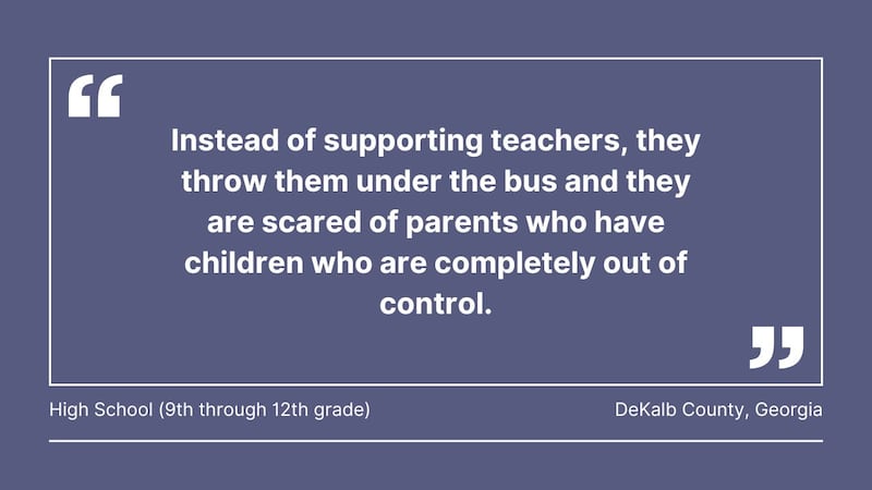 Cox Media Group gathered comments from teachers in Florida, Georgia, North Carolina, South Carolina, Ohio, Pennsylvania, Massachusetts, and Washington, about violence in the classroom.