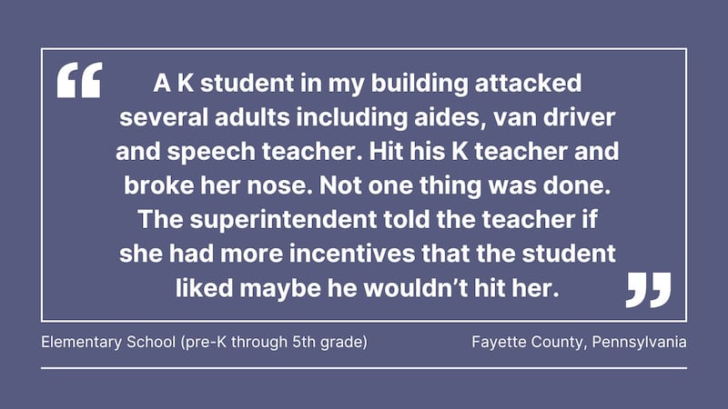 Cox Media Group gathered comments from teachers in Florida, Georgia, North Carolina, South Carolina, Ohio, Pennsylvania, Massachusetts, and Washington, about violence in the classroom.