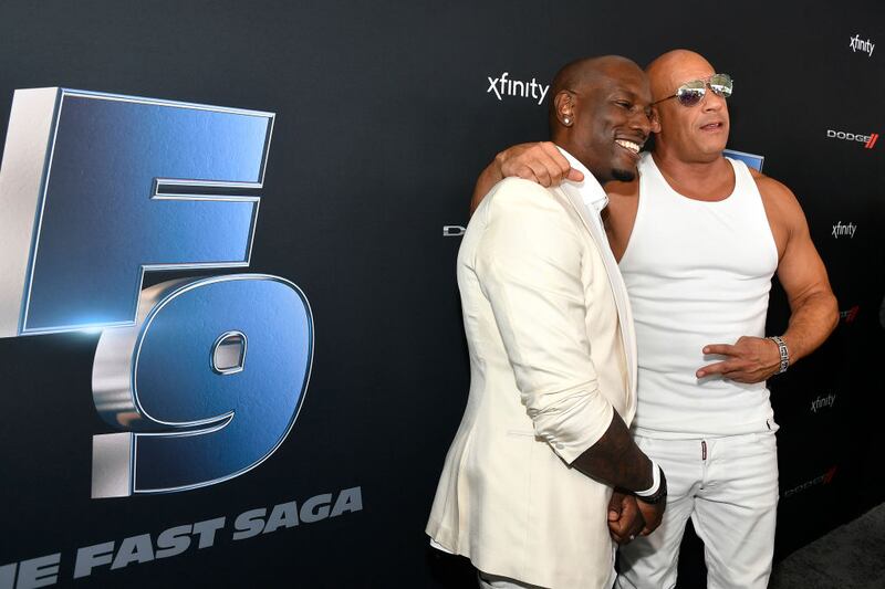 MIAMI, FLORIDA - JANUARY 31: Tyrese Gibson and Vin Diesel attend Universal Pictures Presents The Road To F9 Concert and Trailer Drop on January 31, 2020 in Miami, Florida. (Photo by Frazer Harrison/Getty Images for Universal Pictures)