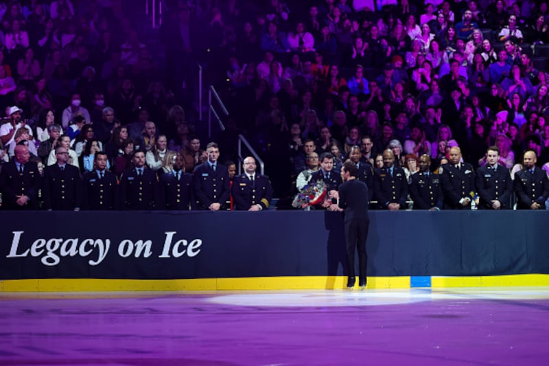 Ice skaters performing