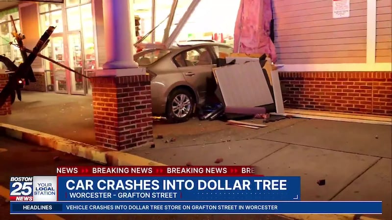 Worcester Dollar Tree damaged after driver crashes into it