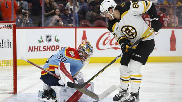 Panthers score 3 in 2nd period, halt Bruins win streak at 7