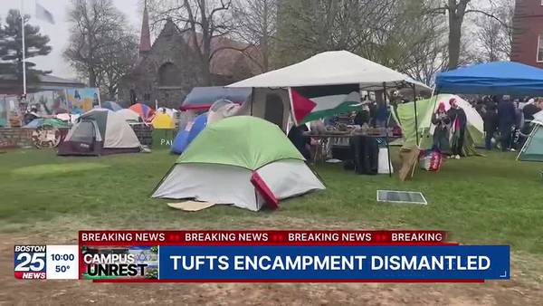 Pro-Palestinian protestors break down encampment on Tufts campus